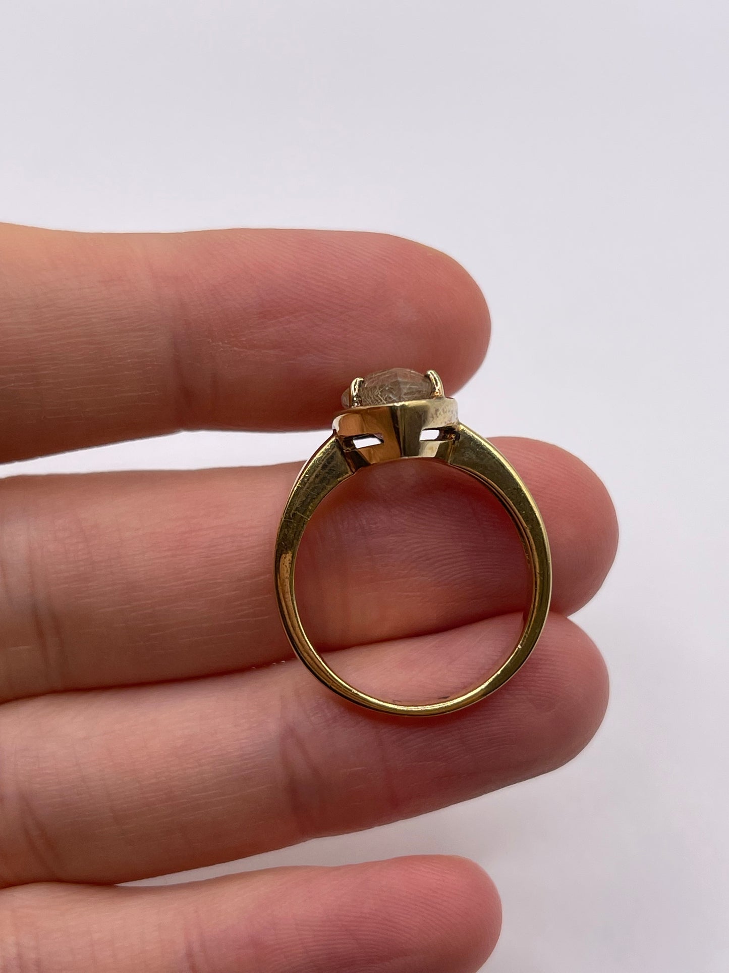Silver rutile quartz ring
