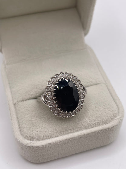 9ct white gold sapphire and diamond ring