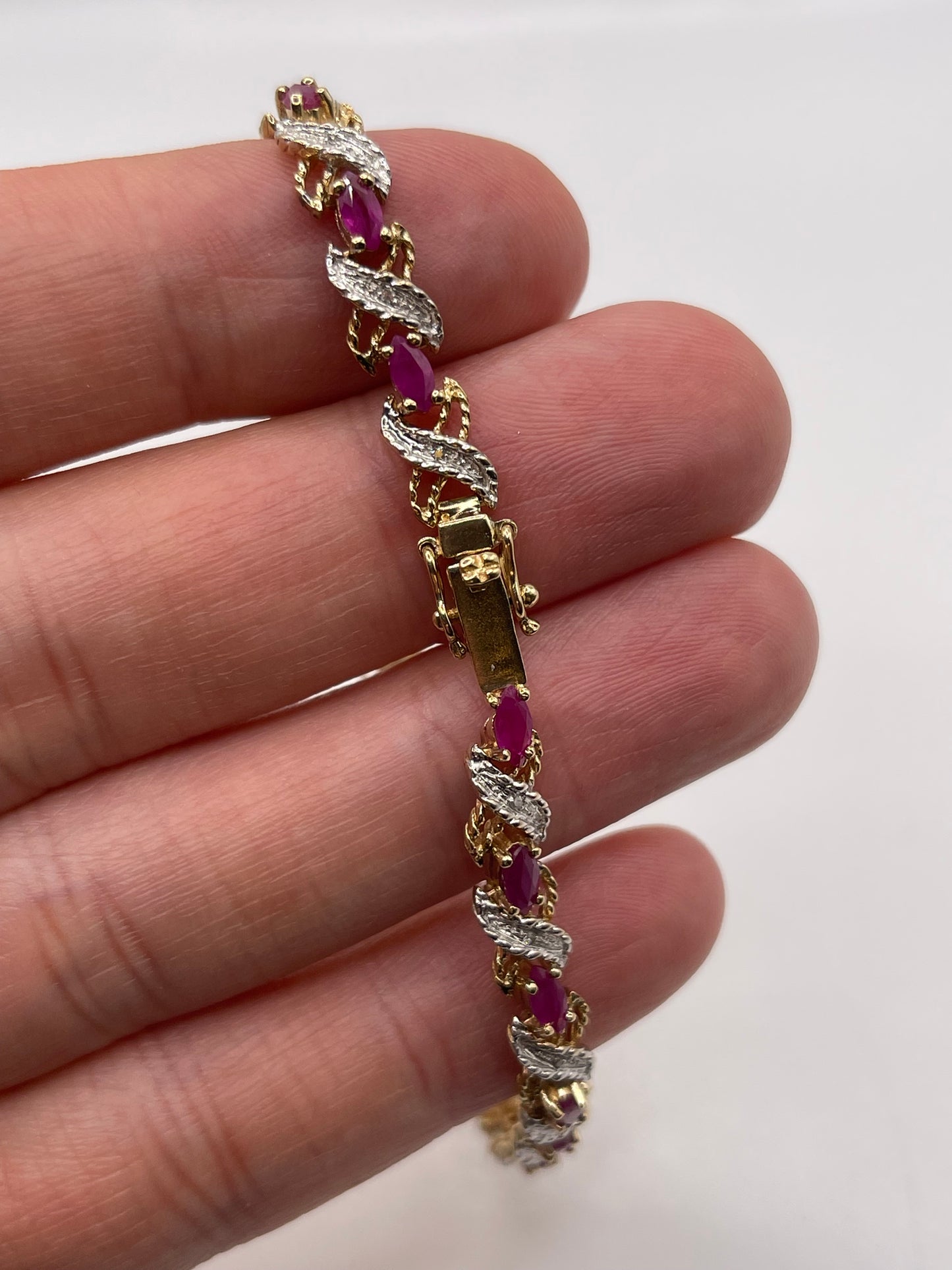 9ct gold ruby and diamond bracelet