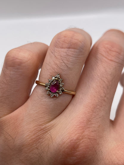 9ct gold ruby and diamond ring