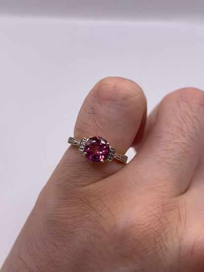 9ct gold pink topaz and diamond ring