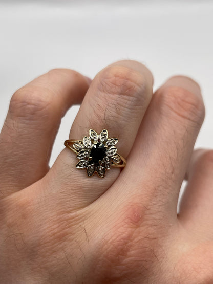 9ct gold sapphire and diamond ring