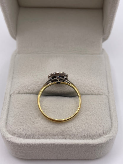 18ct gold platinum sapphire and diamond ring