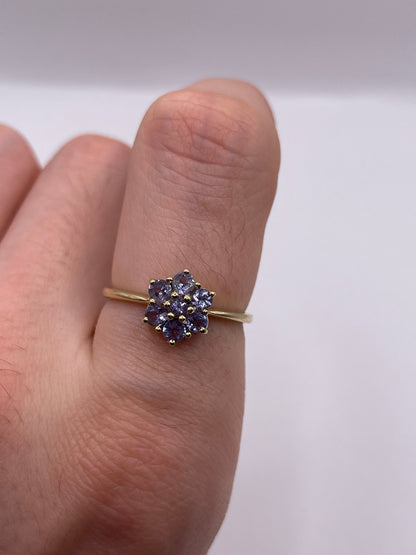 9ct gold tanzanite cluster ring