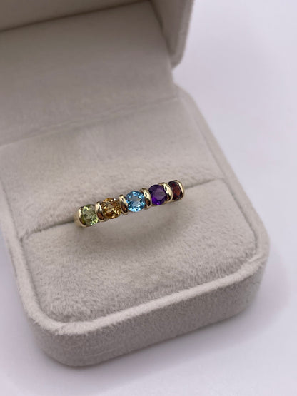 9ct gold multi gemstone ring