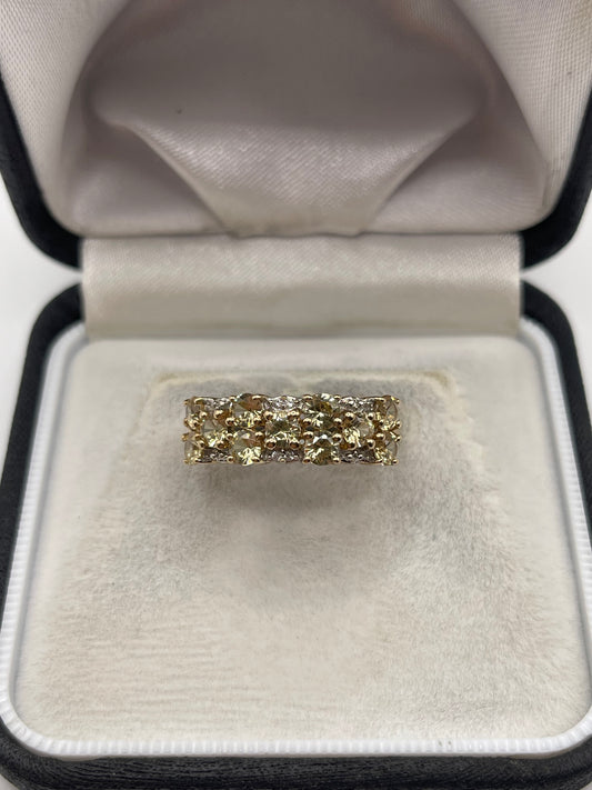 9ct gold quartz and zircon ring