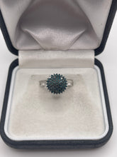 Load image into Gallery viewer, 9ct white gold blue diamond ring
