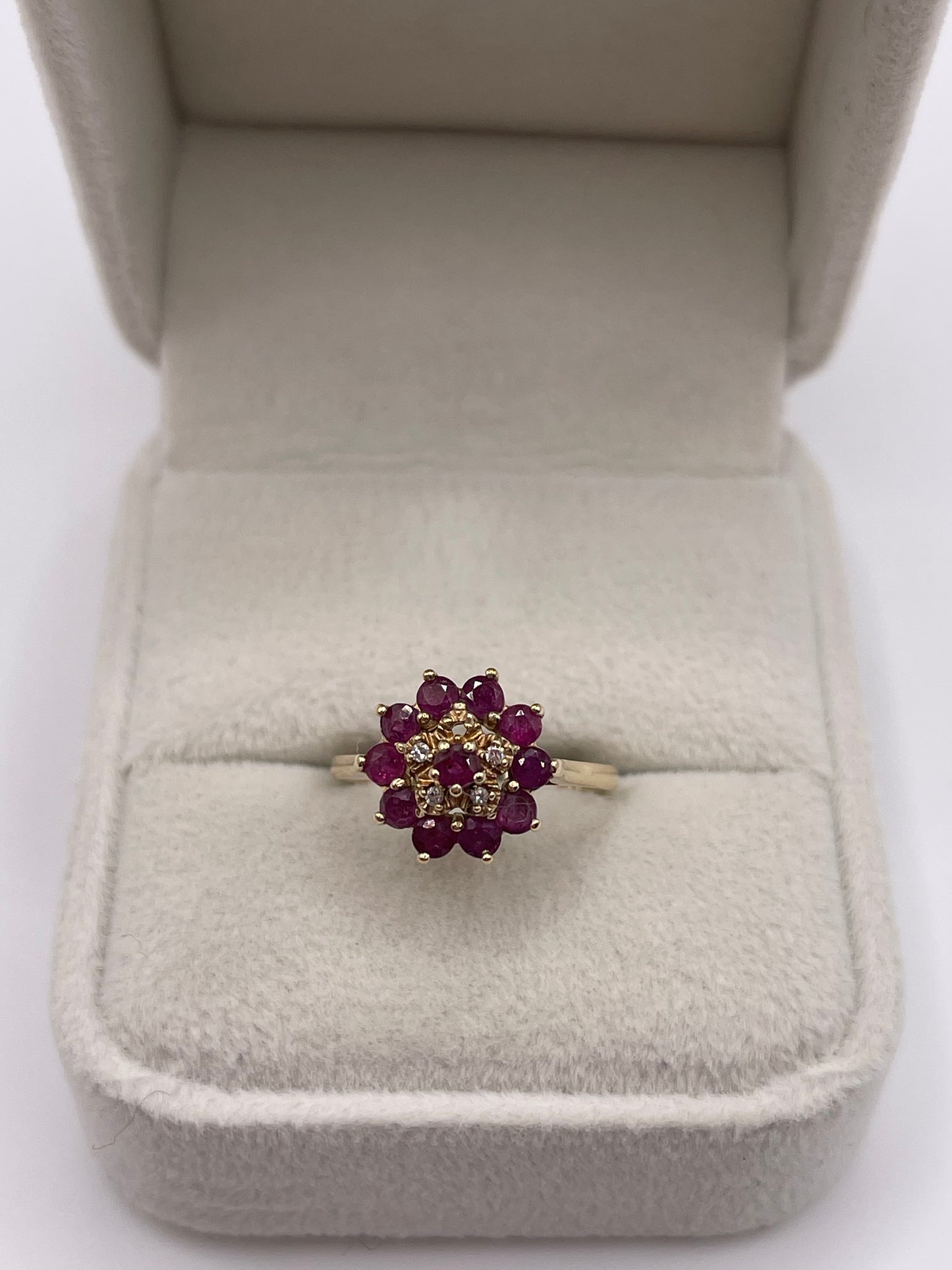 9ct gold ruby and diamond ring
