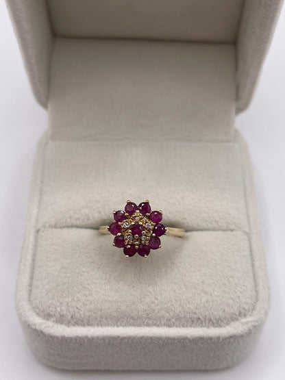9ct gold ruby and diamond ring