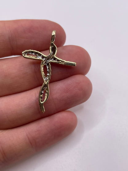 9ct gold diamond cross pendant