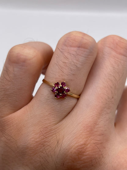 9ct gold ruby cluster ring