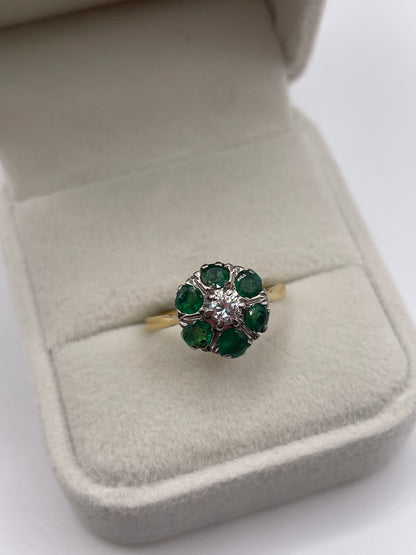 18ct gold emerald and diamond ring