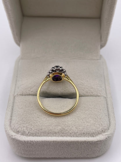 18ct gold amethyst and diamond ring