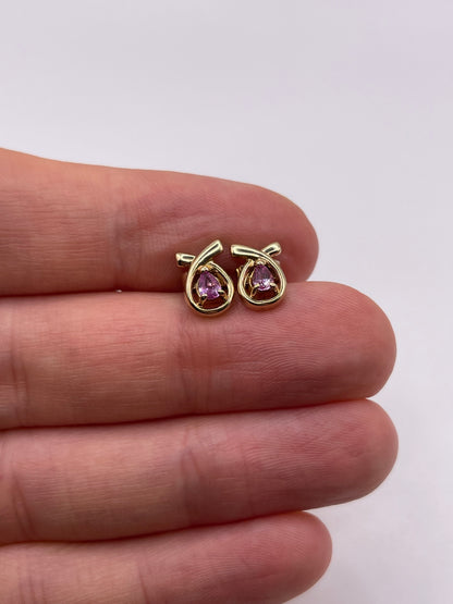 9ct gold pink sapphire earrings