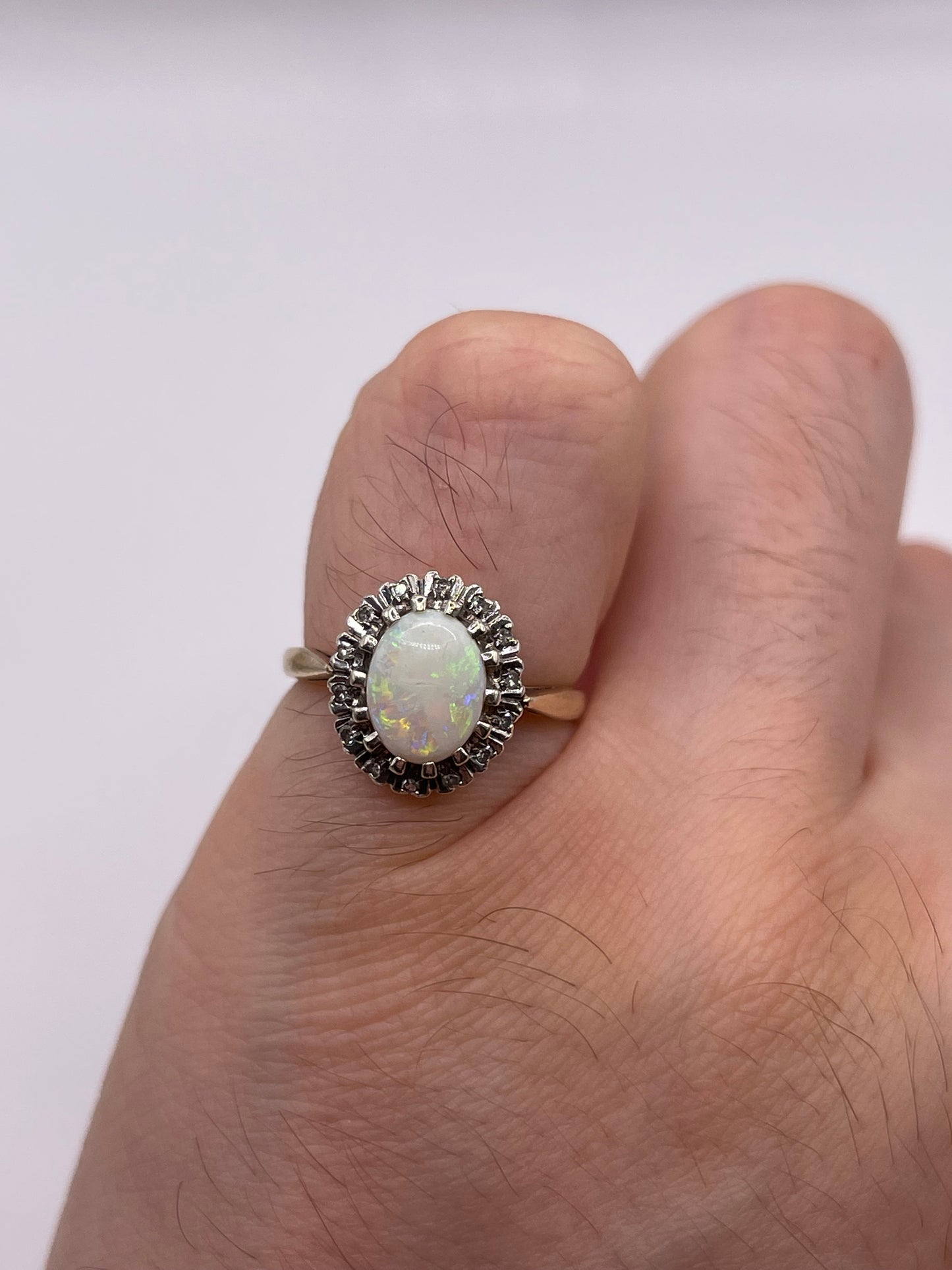 9ct gold opal and diamond ring