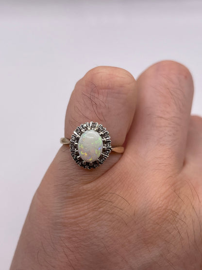 9ct gold opal and diamond ring