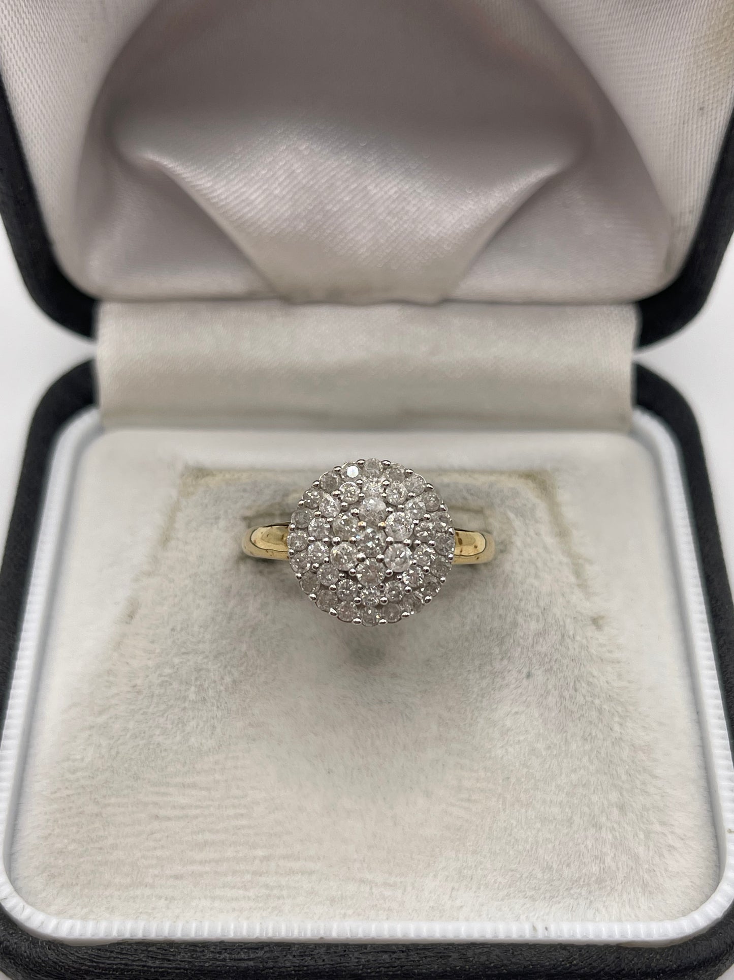 9ct gold 1ct diamond cluster ring
