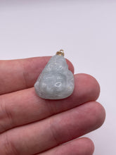 Load image into Gallery viewer, 14ct gold jade Buddha pendant
