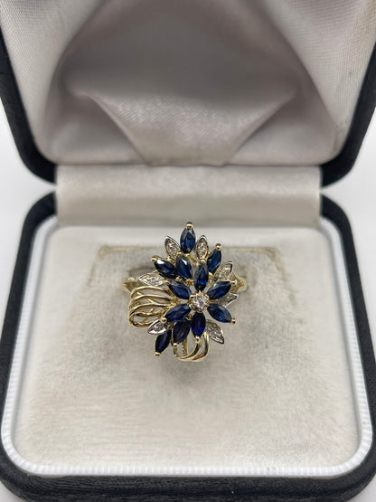 9ct gold sapphire and diamond ring