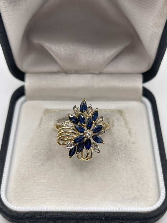 9ct gold sapphire and diamond ring
