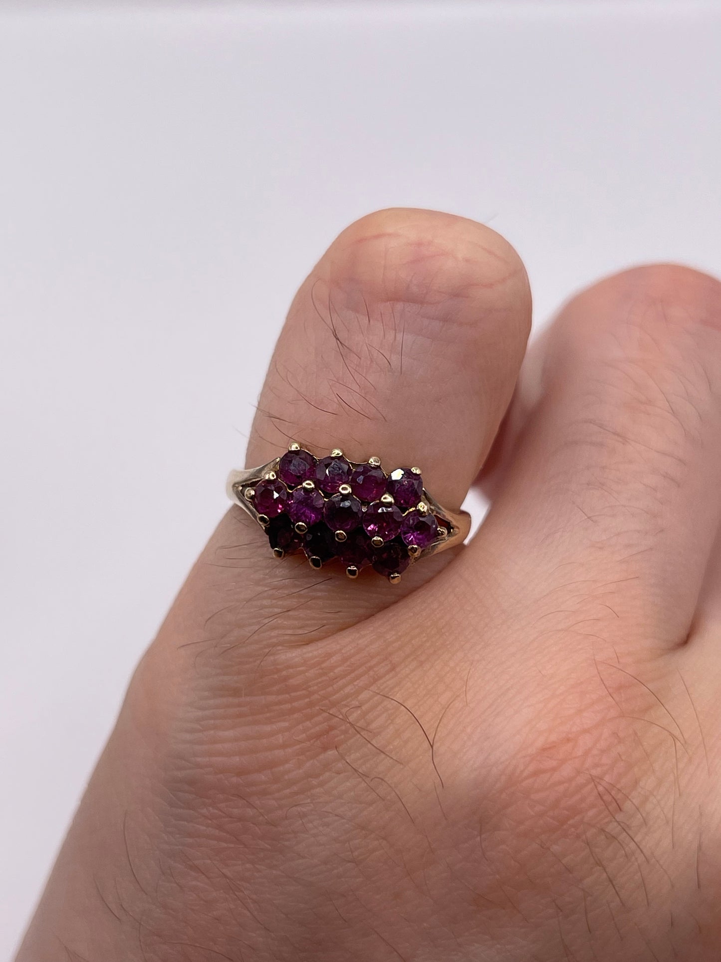 9ct gold ruby cluster ring