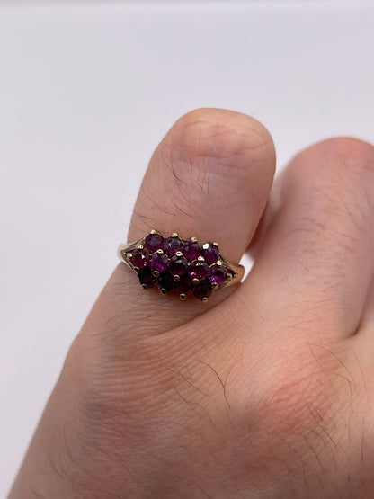 9ct gold ruby cluster ring