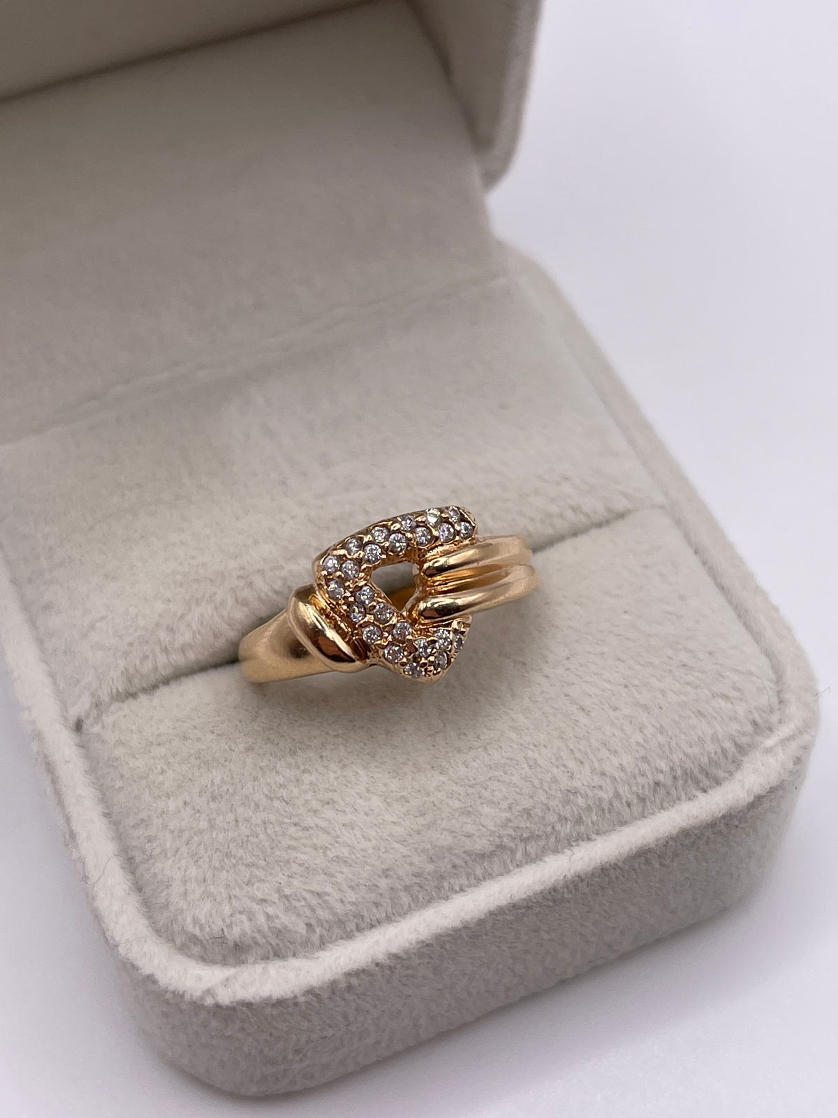 14ct rose gold cz cluster ring