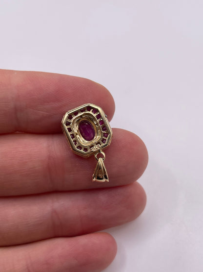9ct gold ruby and diamond pendant