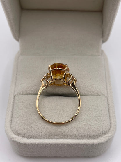 9ct gold citrine and zircon ring