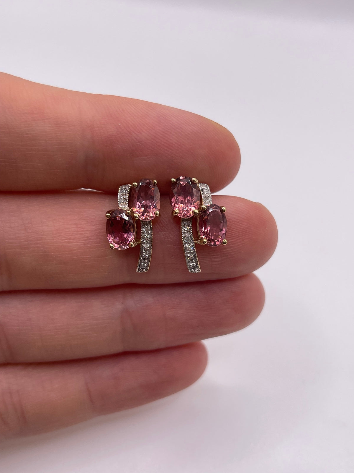9ct gold tourmaline and diamond earrings