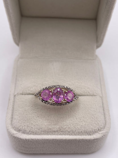 9ct gold pink sapphire and diamond ring