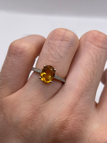 9ct gold citrine and diamond ring
