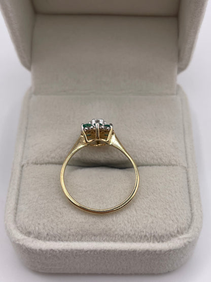 9ct gold emerald and diamond ring
