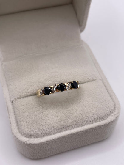 9ct gold sapphire and diamond ring