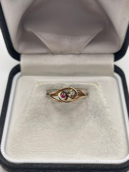 9ct gold ruby and diamond ring