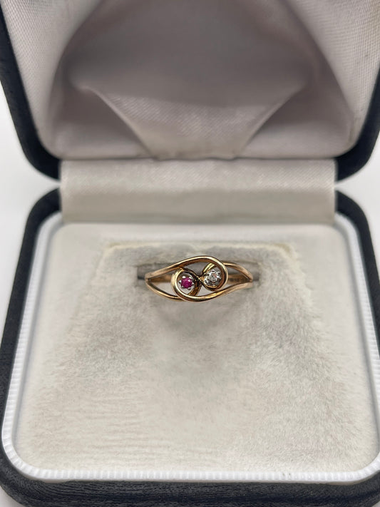 9ct gold ruby and diamond ring