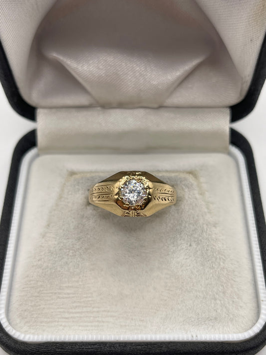 9ct gold cz gypsy ring