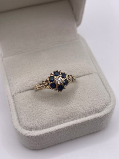 9ct gold sapphire and diamond ring
