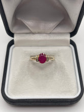 Load image into Gallery viewer, 9ct gold ruby and zircon ring
