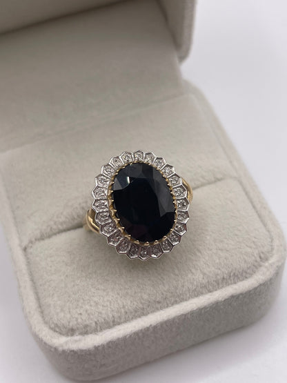 9ct gold sapphire and diamond ring