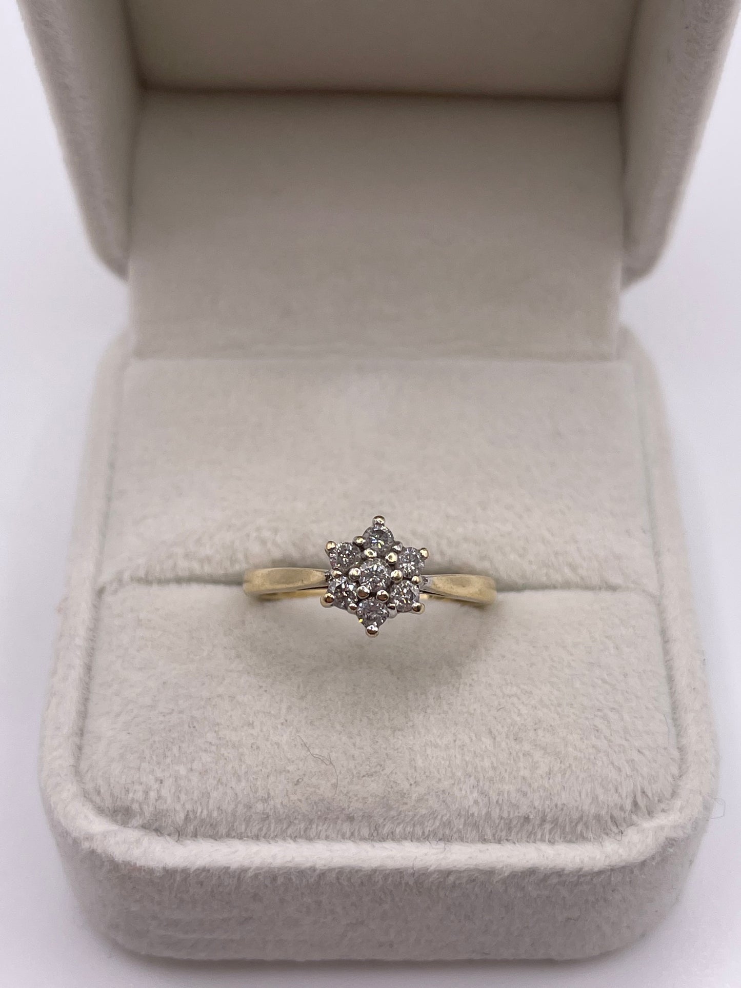9ct gold 33 point diamond cluster ring