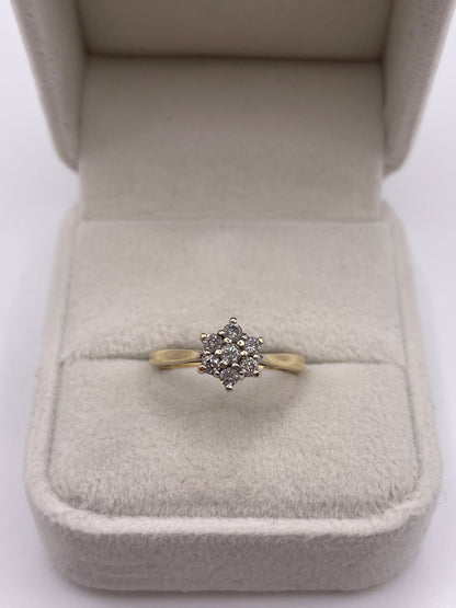 9ct gold 33 point diamond cluster ring