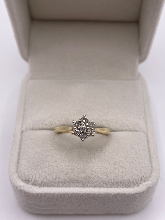 9ct gold 33 point diamond cluster ring