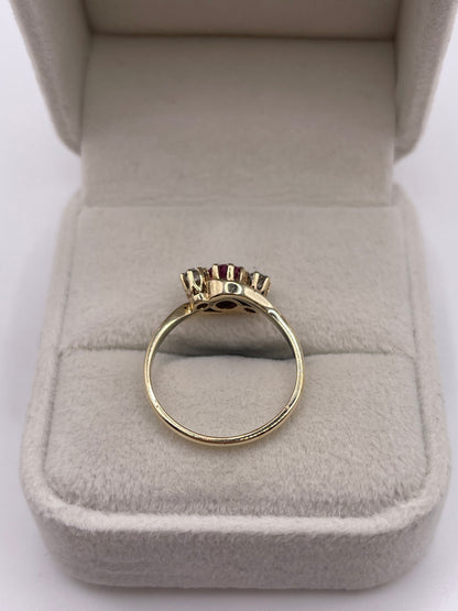 9ct gold ruby and diamond ring