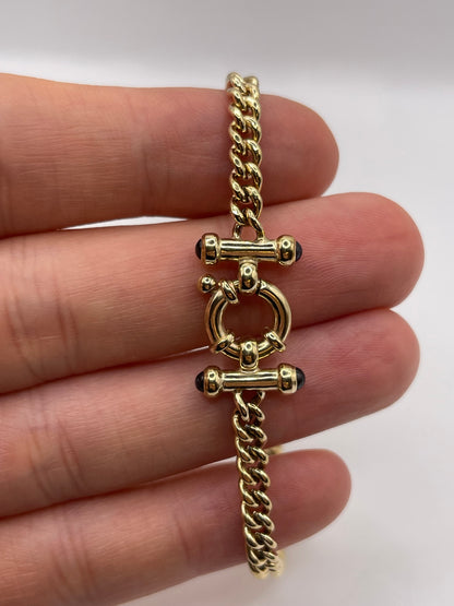 9ct gold cabochon sapphire bracelet