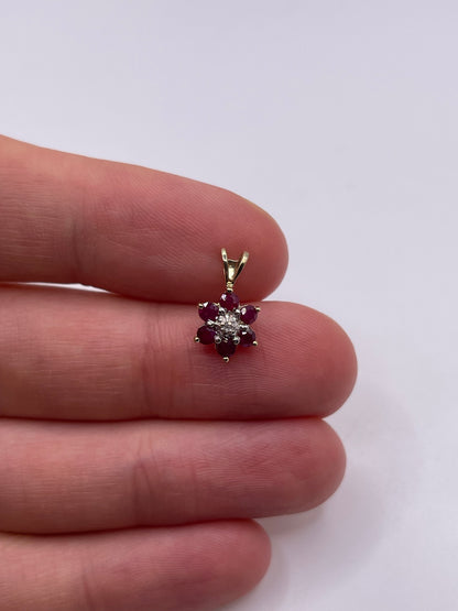 9ct gold ruby and diamond pendant