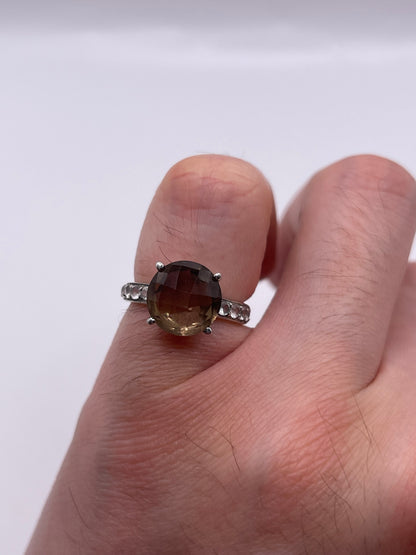 Silver Smokey quartz ring