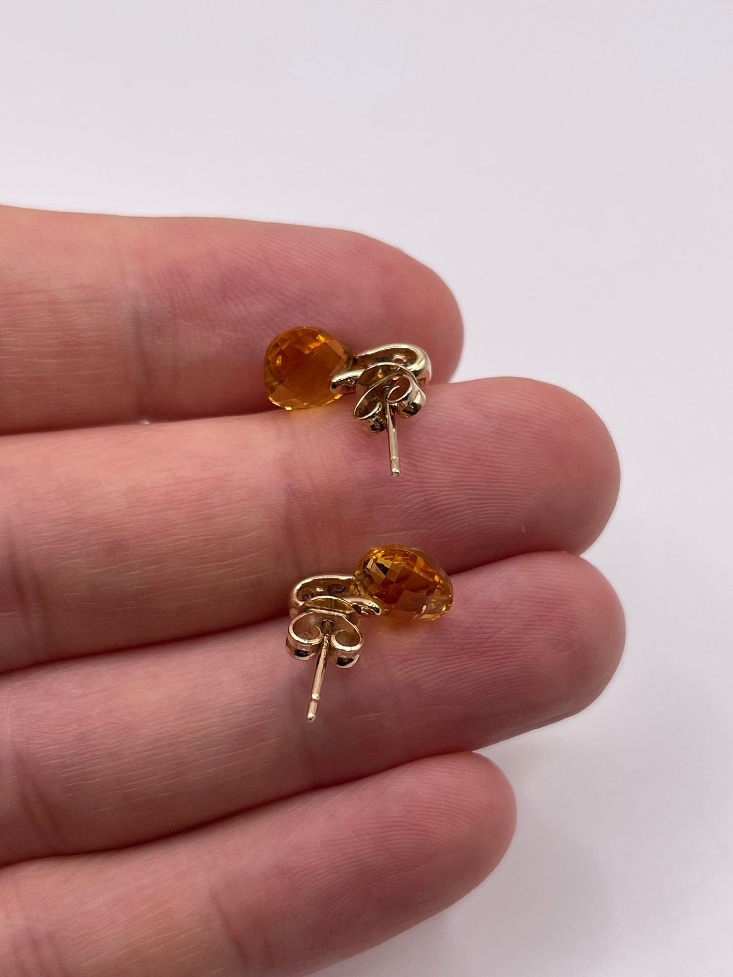 9ct gold citrine and diamond earrings