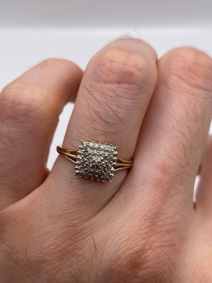 9ct gold diamond cluster ring