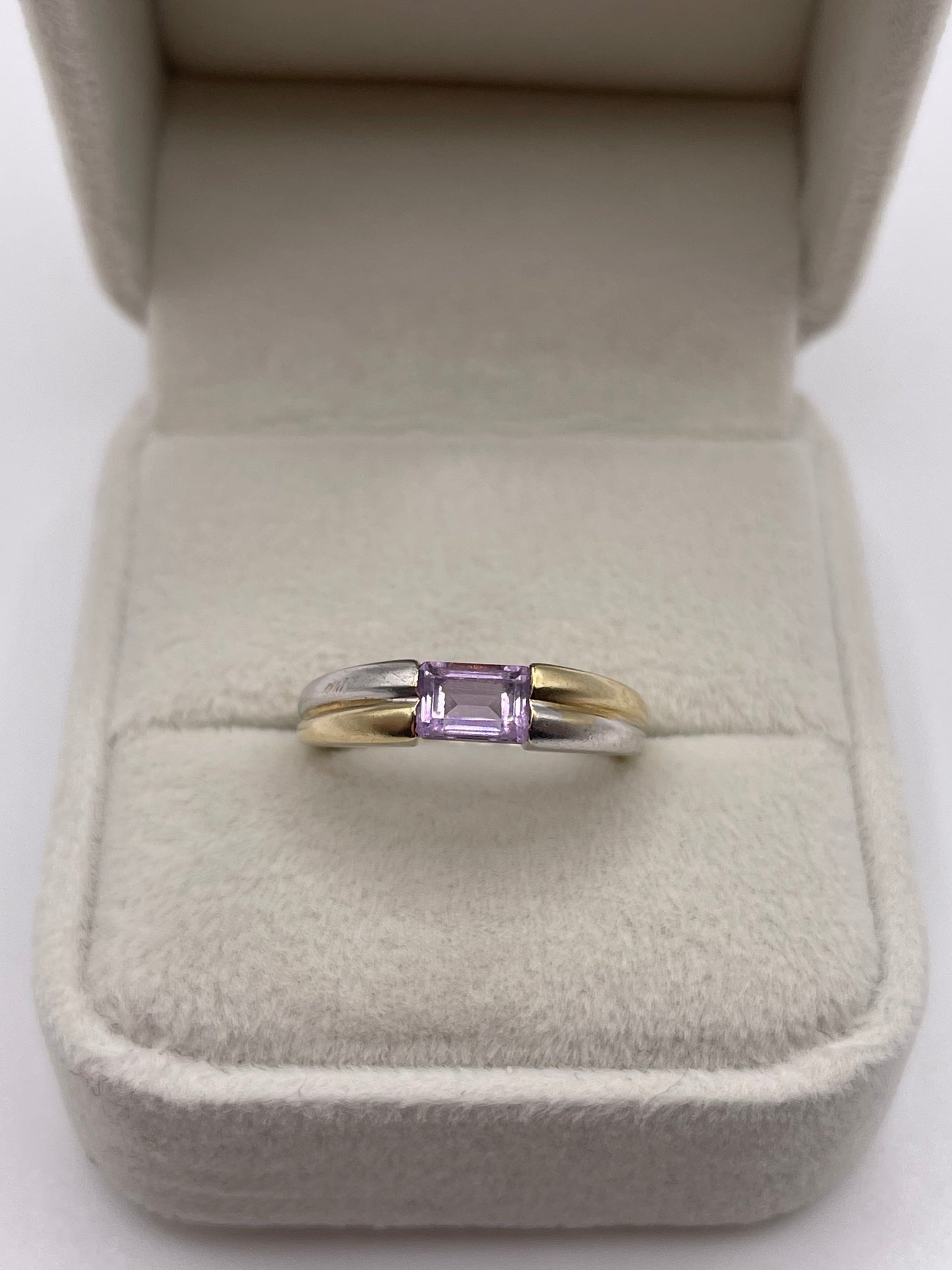 9ct two tone gold amethyst ring
